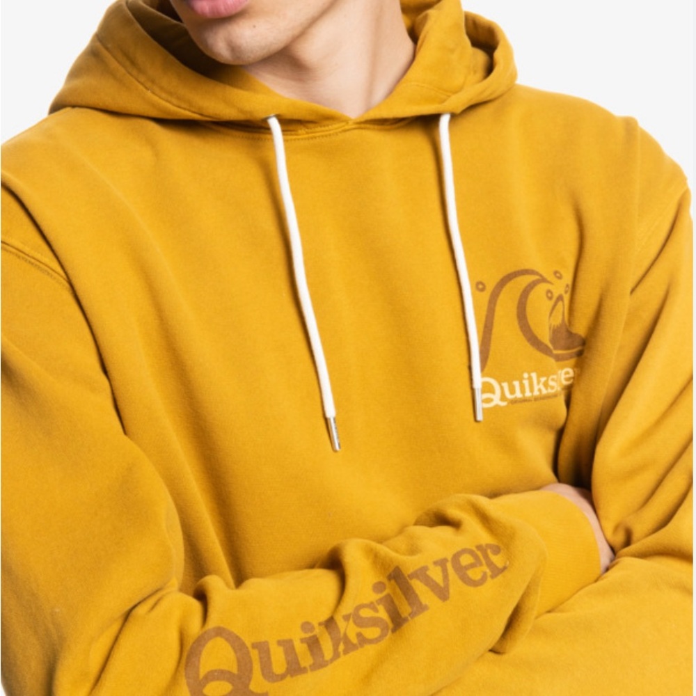 Quicksilver Sweet as Slab Hoodie, Men's XL, Mustard/brown/White, NWT